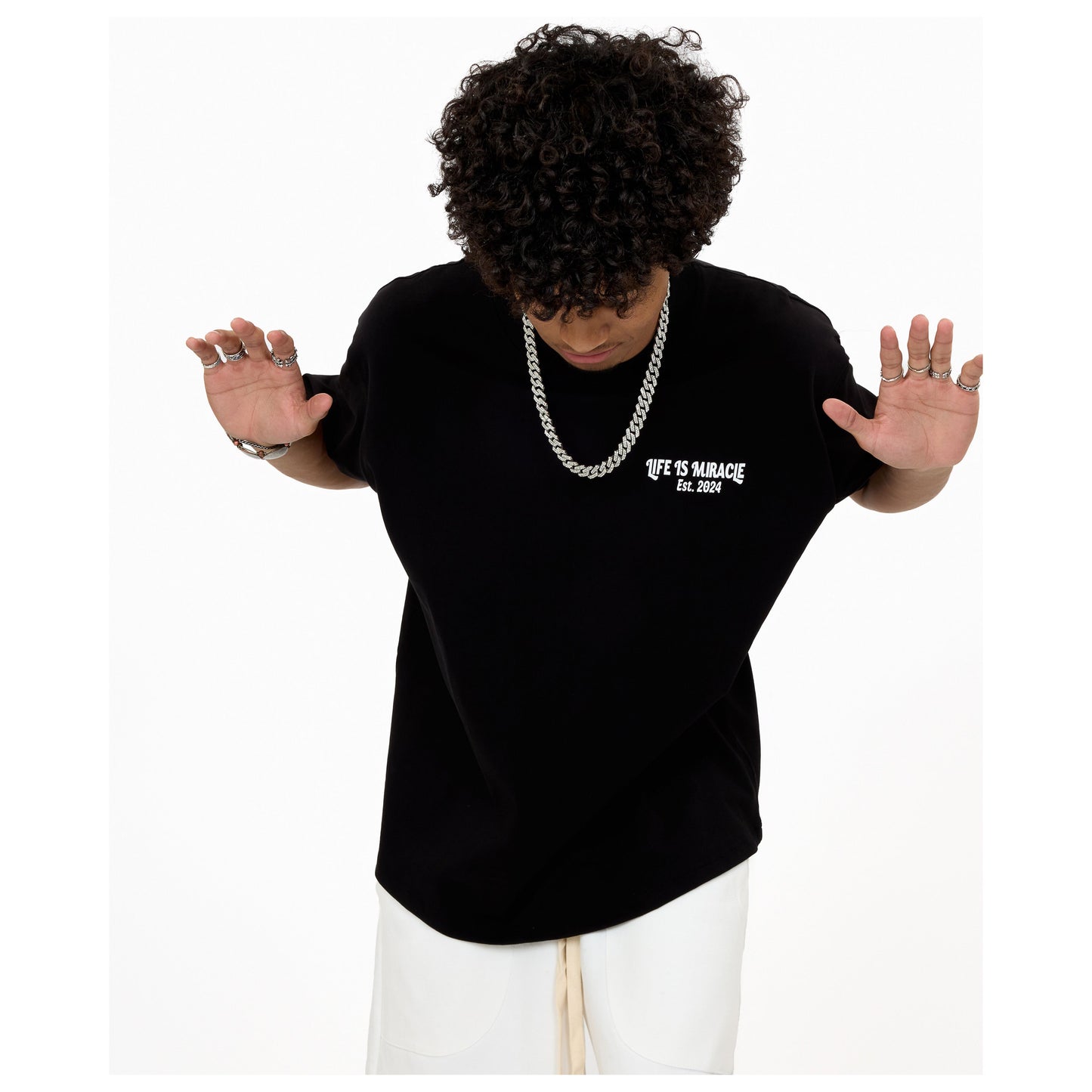 LAVIEM Regular T-shirt 100% Cotton Logo Life is Miracle Basic Tee Streetwear Vibe