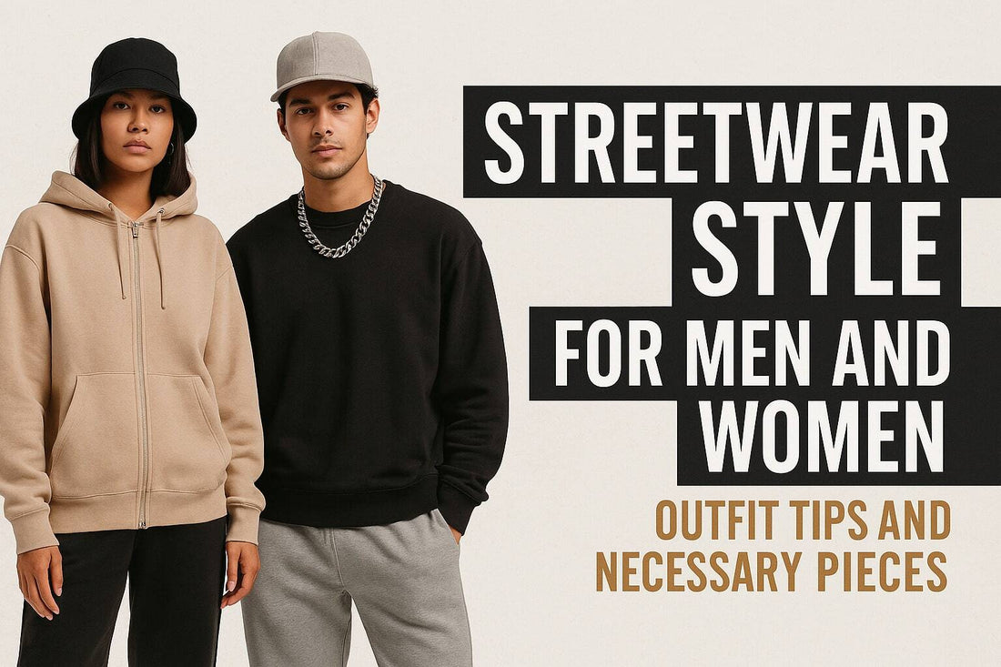 Two models wearing LAVIEM streetwear outfits with "Streetwear Style for Men and Women" text in the background.