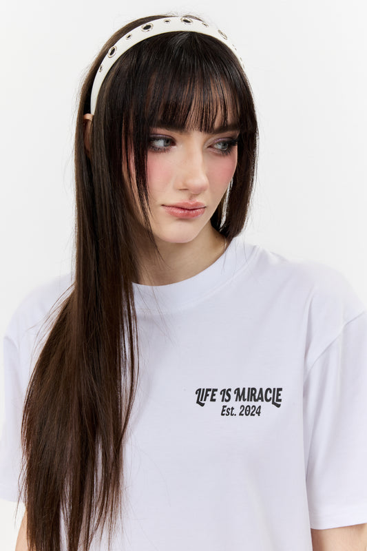LAVIEM Regular T-shirt 100% Cotton Logo Life is Miracle Basic Tee Streetwear Vibe