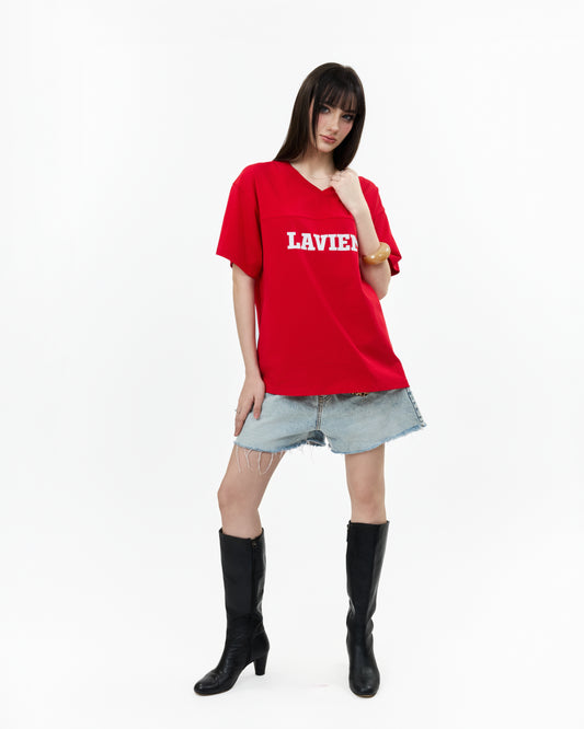 Laviem V-neck Boxy T-Shirt Street Style form boxy 100% cotton, cropped t-shirt