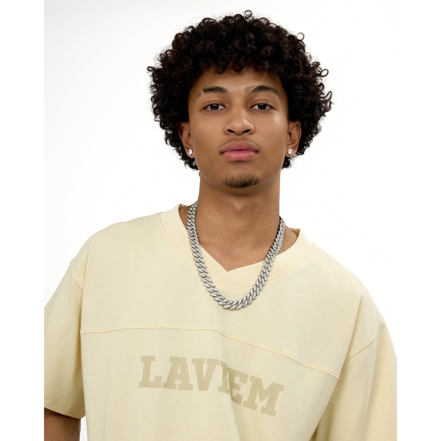 Vibrant Beige Cotton T-Shirt by LAVIEM – Oversized Streetwear Design and Unisex Appeal