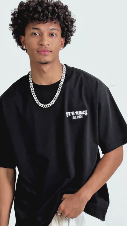 LAVIEM Regular T-shirt 100% Cotton Logo Life is Miracle Basic Tee Streetwear Vibe